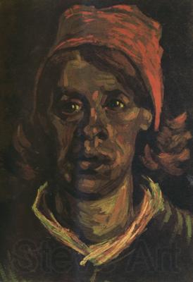 Vincent Van Gogh Head of a Peasant Woman with Red Cap (nn04) Norge oil painting art